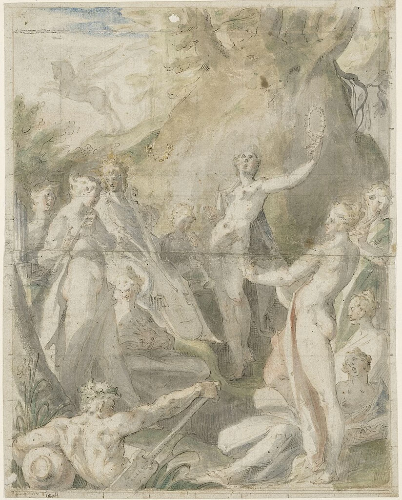 Bartholomeus Spranger - 141, Apollo e le muse, Kupferstichkabinett Berlin
